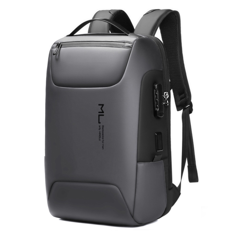 

Minglu 22087 20-35L Polyester Laptop Rucksack Usb-anschluss Außerhalb Reisetasche Notebook Computer Schultern Tasche - Grau