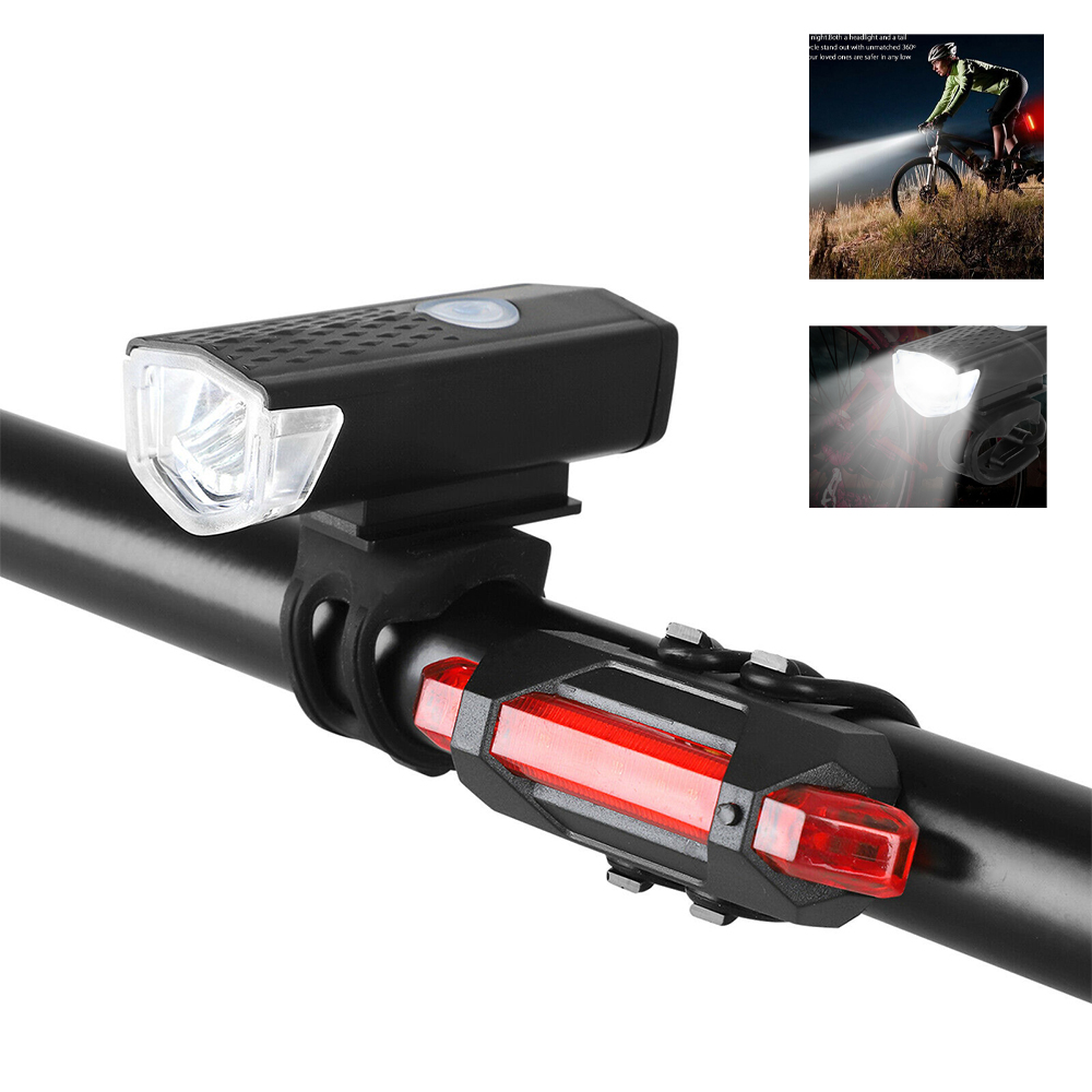 

Cyclingbox BG-918+BG-2255 Usb-ladebildfahrrad Vorne Und Rücklicht 4 Modi Wasserdichte Sicherheitswarnung Nachtlampe