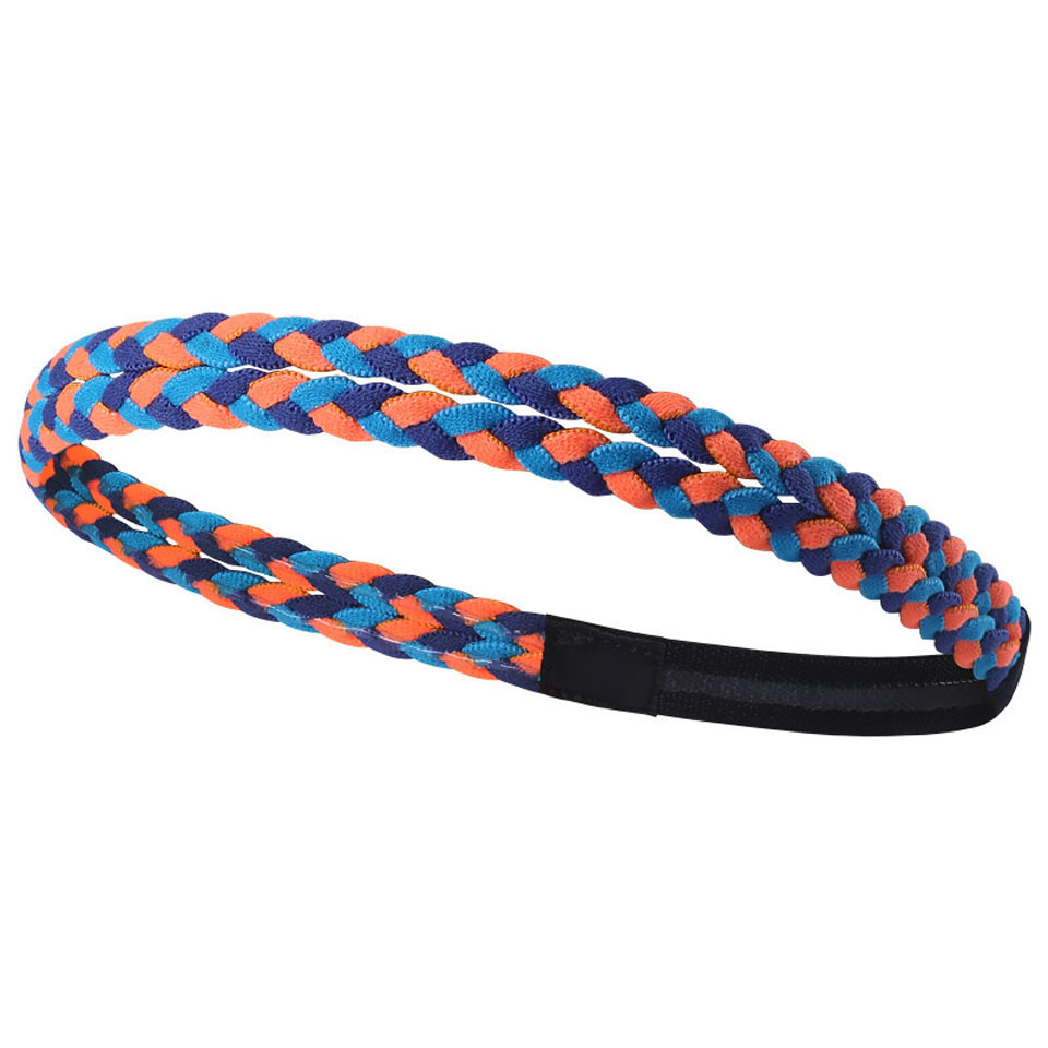 

AOLIKES TD-2102 Multi-Color Rutschfeste Elastische Sport-Stirnbänder Geflochtene Yoga-Haar-Stirnbänder Schweißbänder - Dunkelblau / Orange / Baby Blau