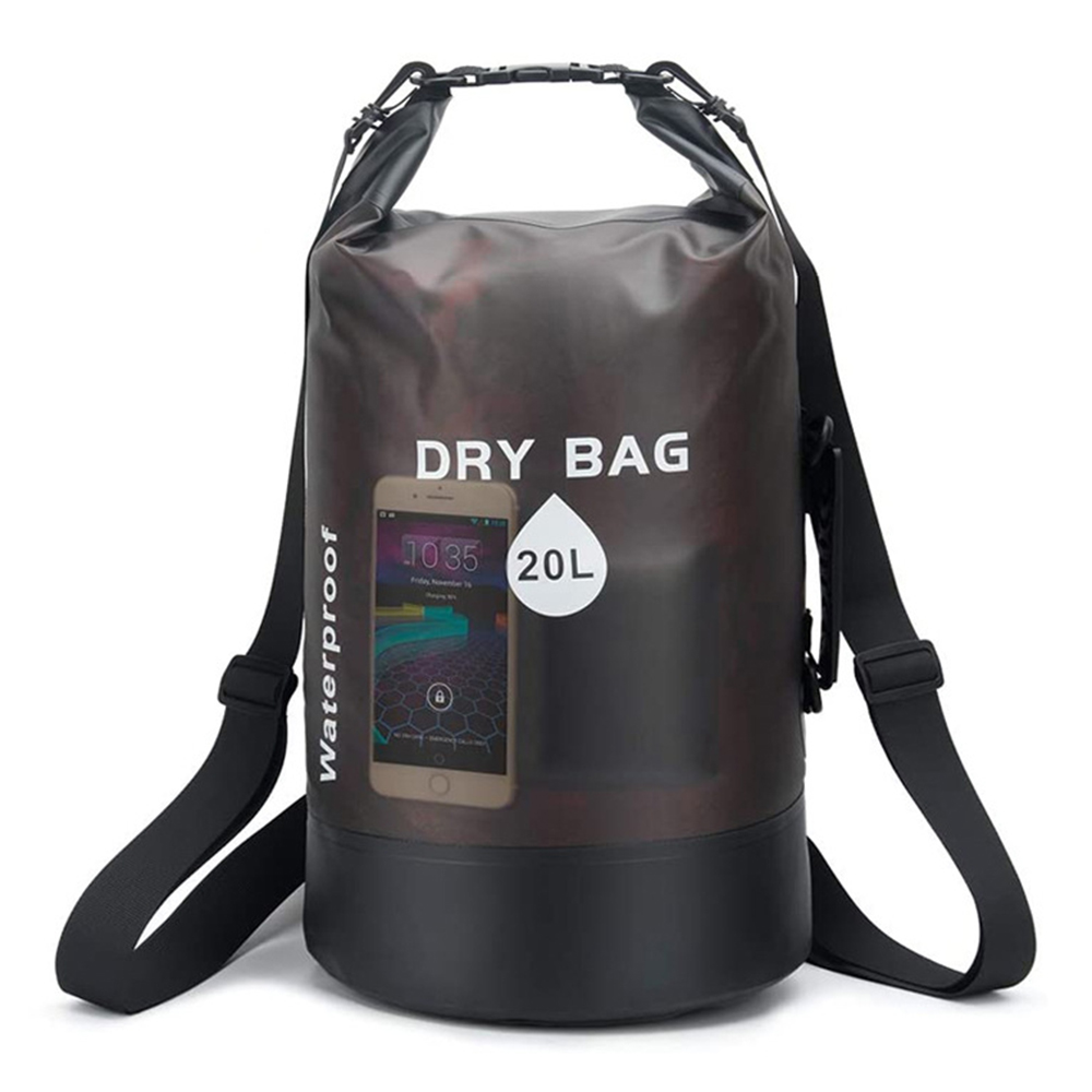 

20L Wasserdichtes Trockenbeutel Transparentes PVC -aufbewahrungsbeutel -rucksack Zum Drift -bootcamping - Schwarz