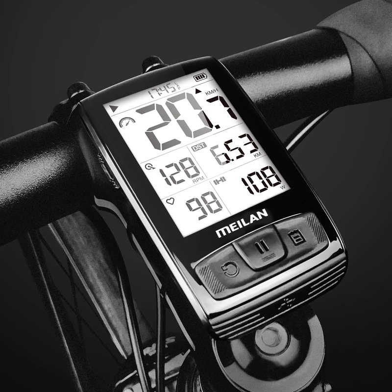 

Meilan M4 2,5 -Zoll -Bildschirm Bluetooth Computer Blade Road Mountainbike IPX5 Wasserdichtem Drahtloser Computer Mit Ameisen- Und Trittkadenzgeschwindigkeitssensor