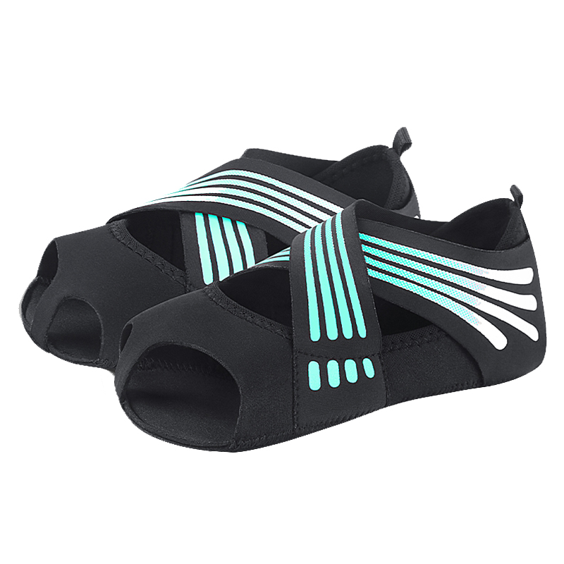 

AB005 Anti-skid Elastic Yoga Schuhe Kreuzgurt Damen Weiche Sohle Pilates Danzschuhe - Cyan / L
