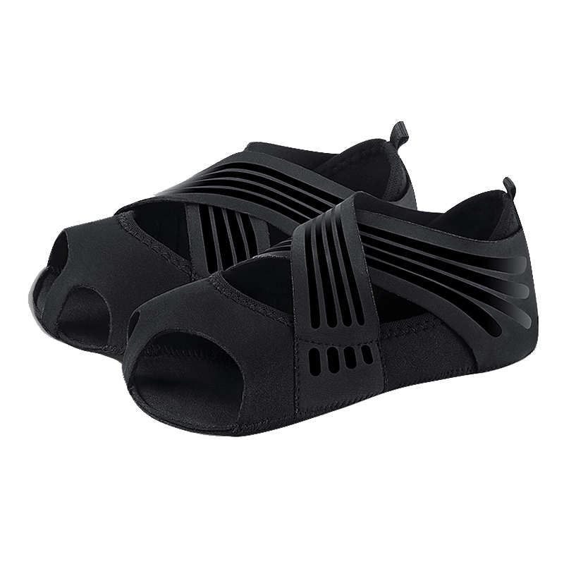 

AB005 Anti-skid Elastic Yoga Schuhe Kreuzgurt Damen Weiche Sohle Pilates Danzschuhe - Schwarz / L