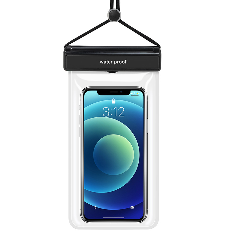 Transparent TPU IPX8 Waterproof Phone Pouch Touch Screen Diving Phone Bag for Cellphones within inch - Black