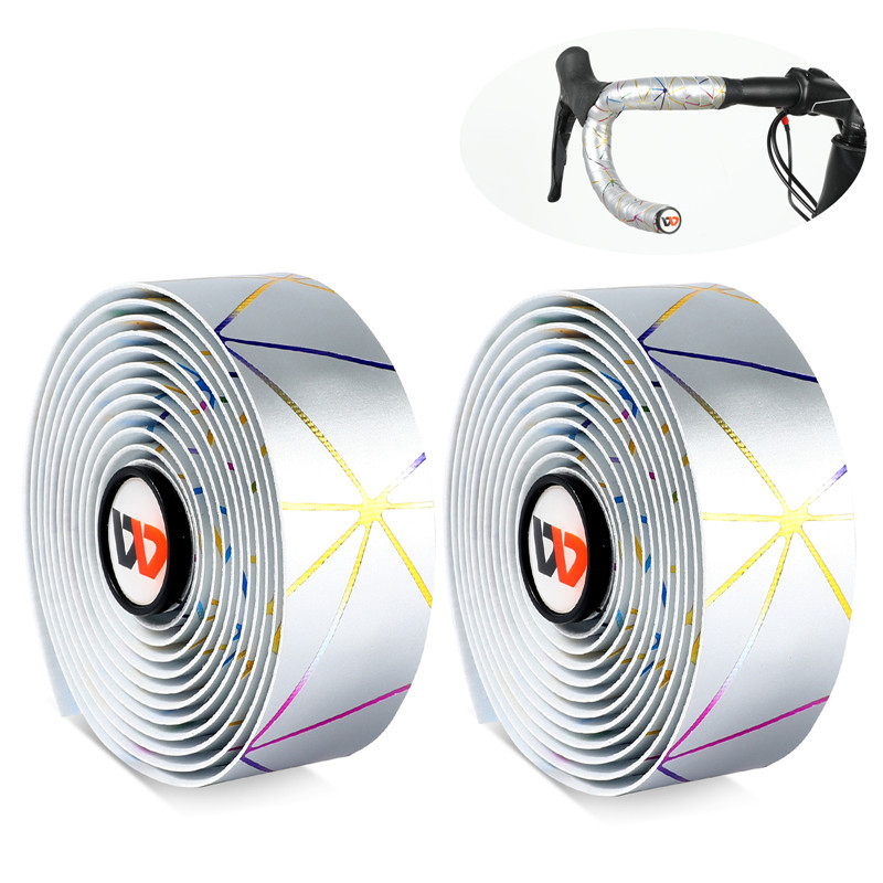 

Westbike 1 Pair Bike Bicycle Lenker Anti-Skid PU Tape Radfahren Lenker End Gürtel Riemen - Silber / Mehrfarbig