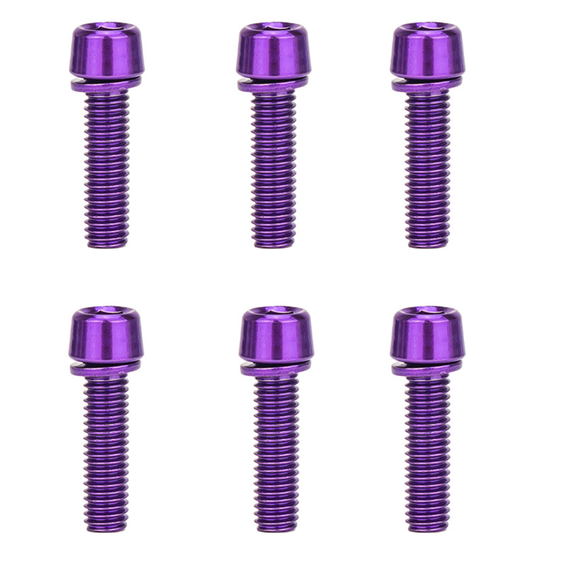 

Ztto GLJM518 6pcs -fahrradstammschrauben Set M5 x 18 mm Edelstahlrad Bike Stamm Schrauben MTB -lenkerstammschrauben - Lila
