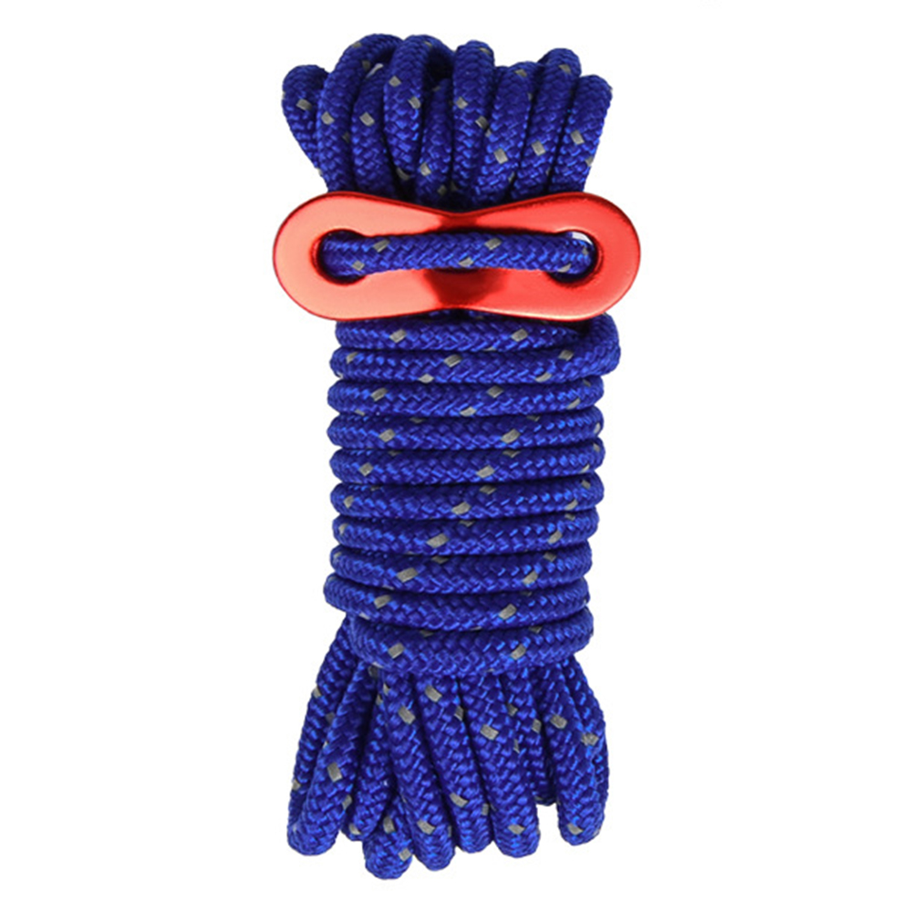 1 Bundle of Reflective Tent Canopy Rope 4mmx4m Lightweight Line Cord with Tensioner for Outdoor Fishing Climbing Rescue Camping - Blue