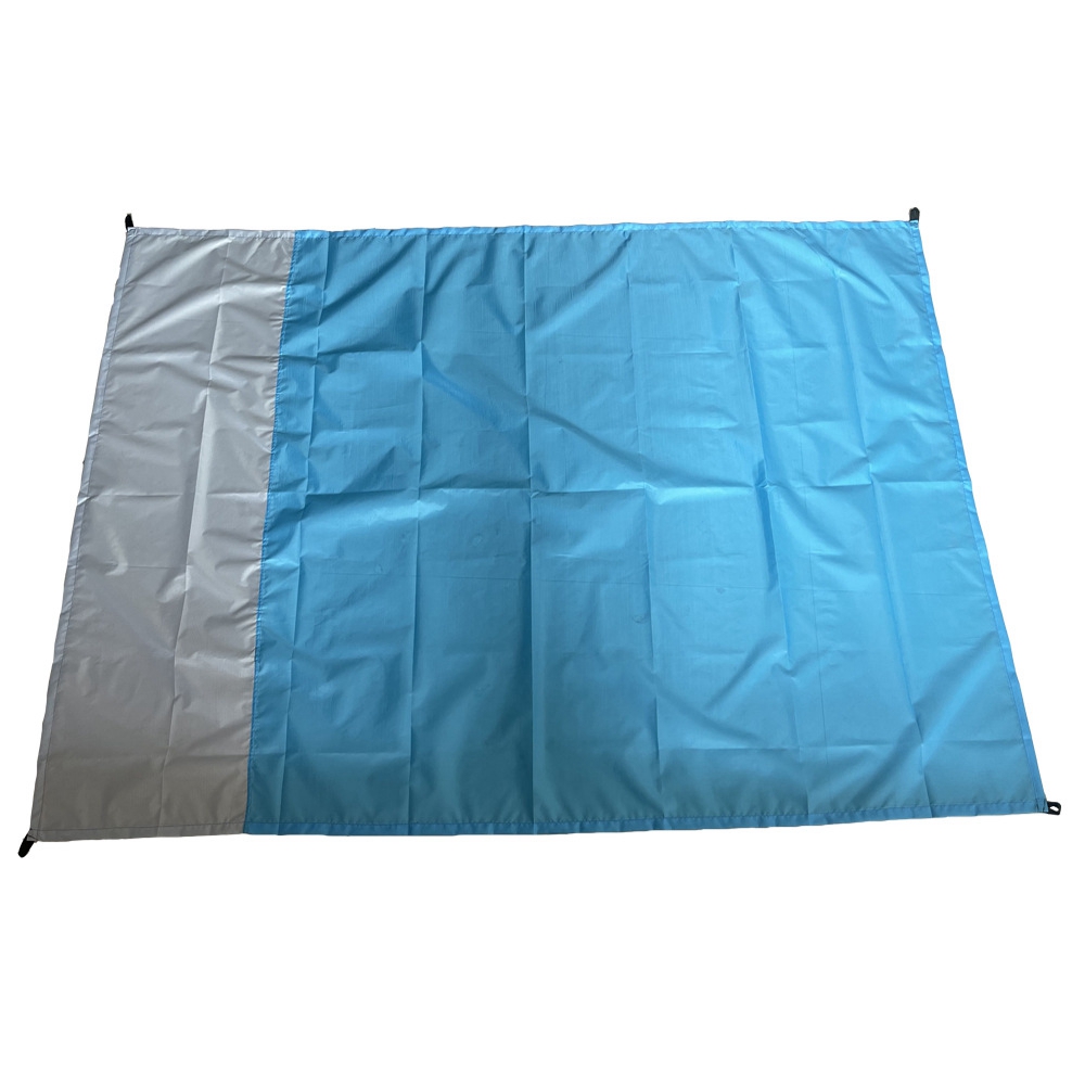 

140*200 Cm Strandmatte Wasserdichte Decke 210T Polyester Campingdecke Mit Stiften - Hellblau/grau