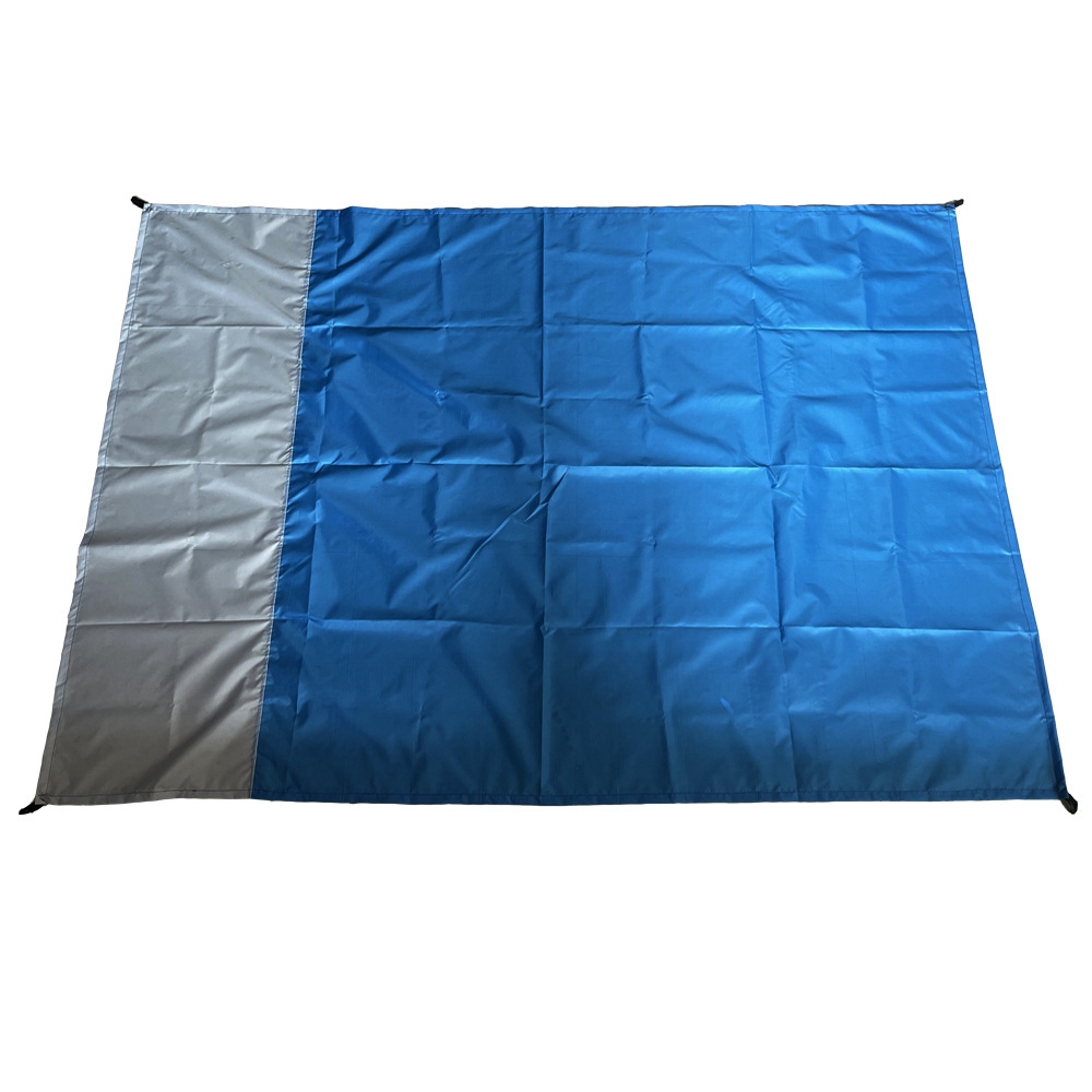 

140*200 Cm Strandmatte Wasserdichte Decke 210T Polyester Campingdecke Mit Stiften - Dunkelblau/grau