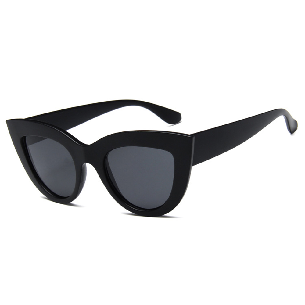 

12121 Fashion Cat Eye Spiegelgespiegelte Metallrahmen UV400 Sonnenbrille Für Frauen Brillen Brillen - Sandschwarz/vollgrau