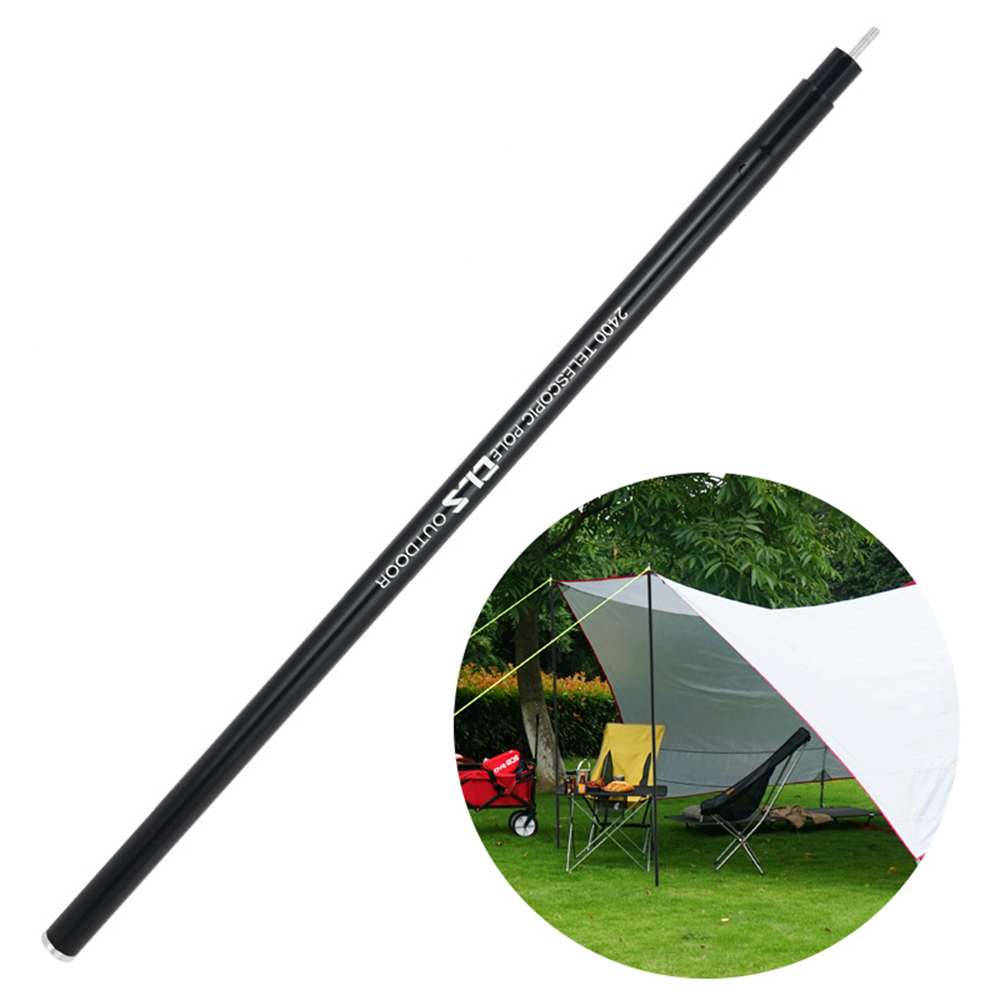 

CLS 2,4 m Eingedickte Planenpolzeltpol Camping Camping -stange Teleskop Tragbarer Leichter Aluminiumlegierpol - Schwarz