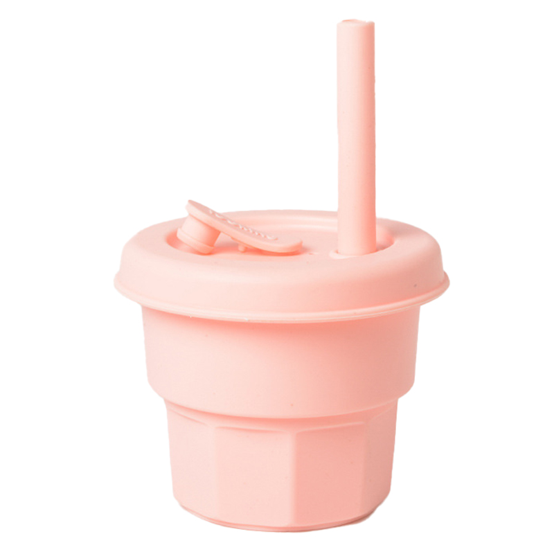

DS11094 300 ml Baby Silikonbecher Strohwasserbecher Kinderleckflasche (mit FDA -zertifizierung) - Rosa