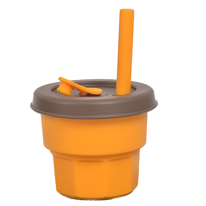 

DS11094 300 ml Baby Silikonbecher Strohwasserbecher Kinderleckflasche (mit FDA -zertifizierung) - Ingwer / Kaffee
