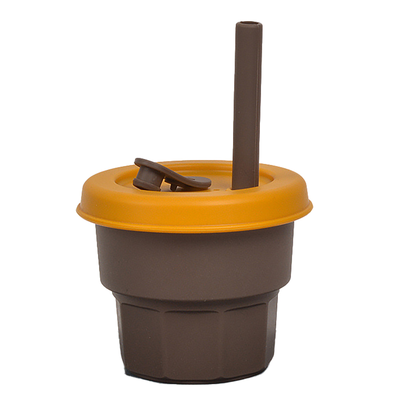

DS11094 300 ml Baby Silikonbecher Strohwasserbecher Kinderleckflasche (mit FDA -zertifizierung) - Kaffee / Ingwer