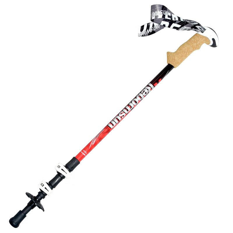 

Rebornsun 62-135 cm Outdoor Walking Stick Rucksack Camping 3-sektion Carbon Faser Trekkingpol - Rot