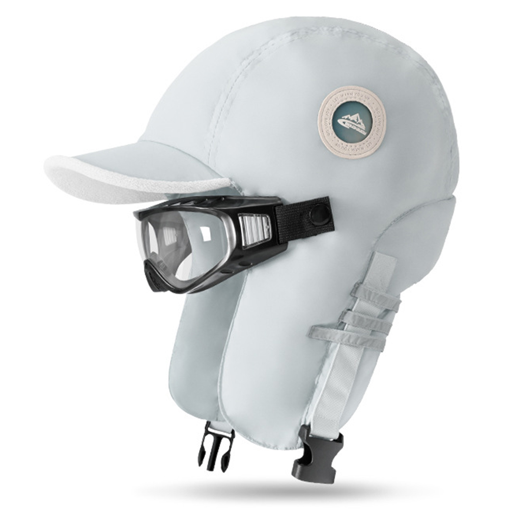 

Golovejoy DMZ88 Winterhut Mit Schutzbrille, Ohrklappen Skischnee Wärmer Trapper Beanie Hut Für Männer, Frauen - Hellgrau / Transparente Schutzbrille