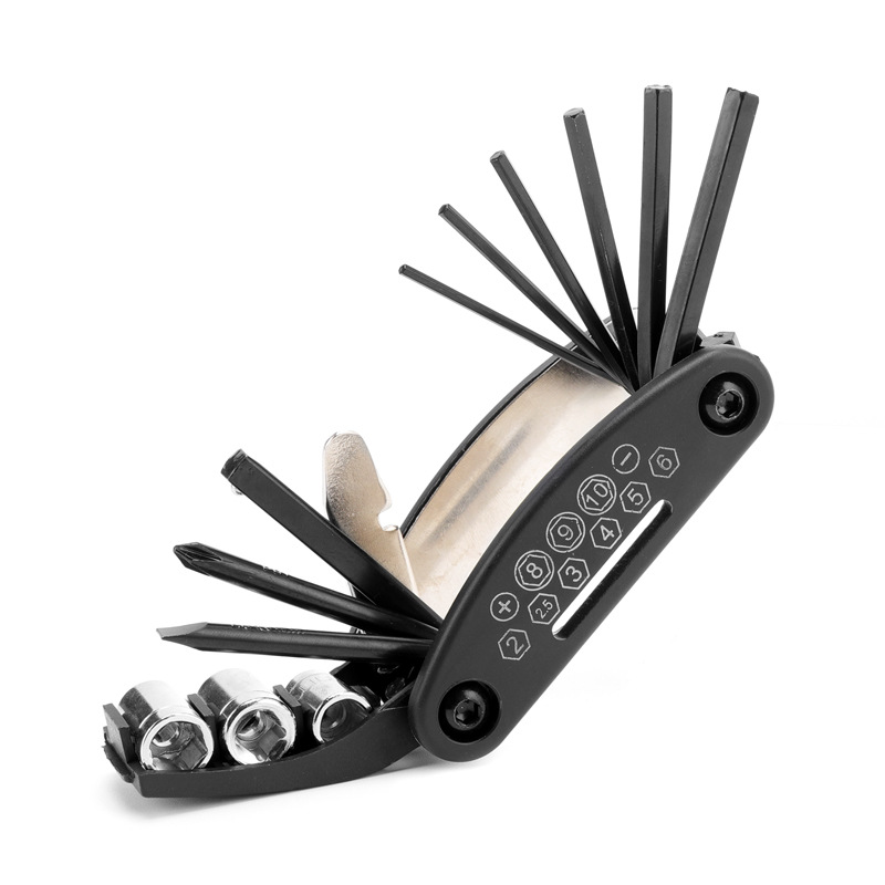 

Cyclingbox BG-T161 Multifunktion 16-in-1 Fahrradreparaturwerkzeugkits Fahrradmechaniker Fixwerkzeuge Set - Schwarz Verschmolzen