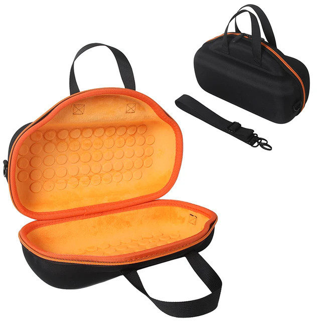 For Bose Soundlink Max Oxford Cloth+ EVA Storage Case Bluetooth-compatible Speaker Carrying Bag with Shoulder Strap - Black  /  Orange