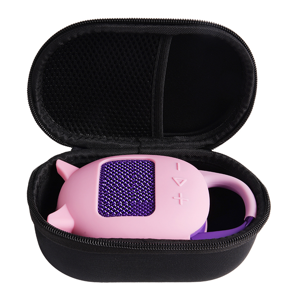 For JBL Clip 5 Bluetooth-compatible Speaker Storage Bag with Silicone Protective Case Set  - Black + Pink