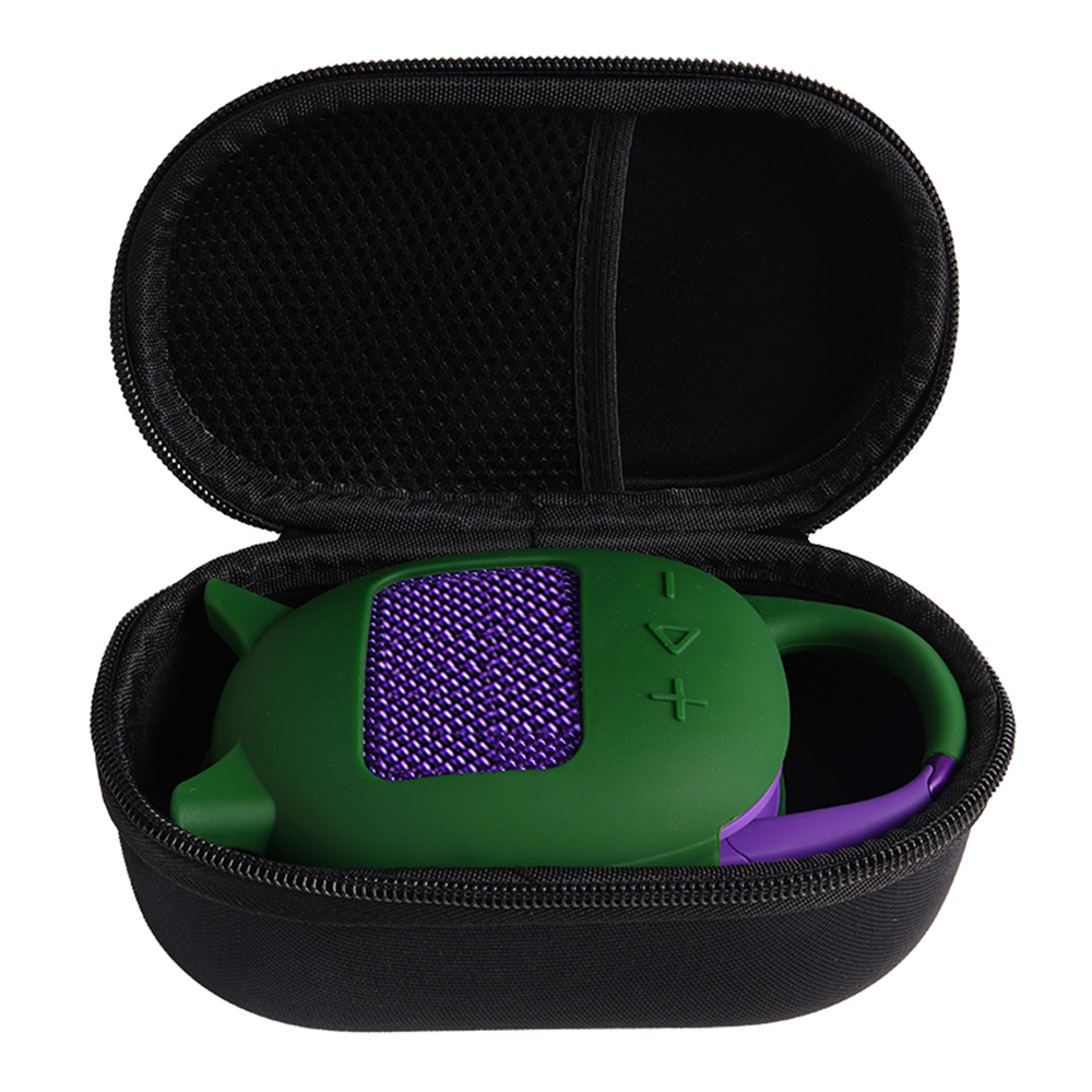 For JBL Clip 5 Bluetooth-compatible Speaker Storage Bag with Silicone Protective Case Set  - Black + Green