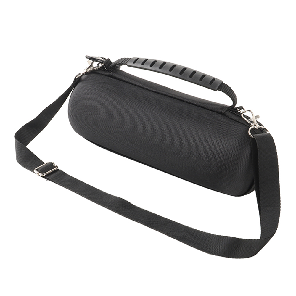For JBL Flip 7  /  Flip 6  /  Flip 5 Speaker Case Shockproof Storage Bag with Carabiner and Shoulder Strap - Black