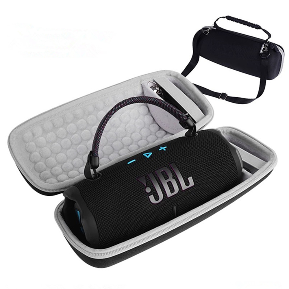 For JBL Charge 6 Speaker Carrying Case EVA Hard Shell Shockproof Storage Bag with Shoulder Strap - Black  /  Grey