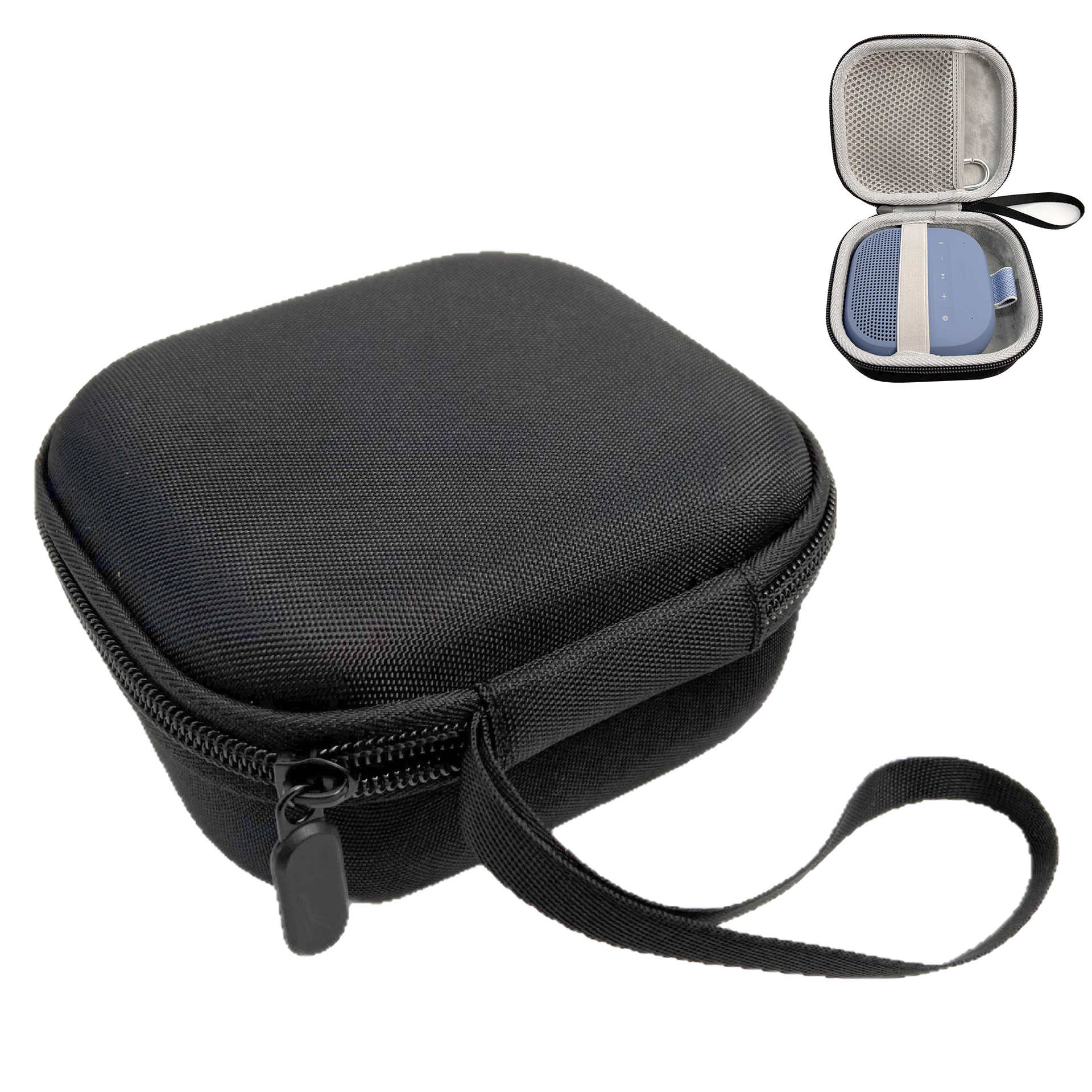 For Bose SoundLink Micro 2nd Gen Portable Bluetooth-Compatible Speaker Hard Protective Case Shockproof Storage Bag - Black + Grey