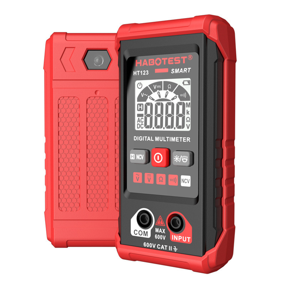 HABOTEST HT123 Smart Digital Multimeter High Precision Mini AC DC Voltage Current Resistance Tester (without Battery) - Red