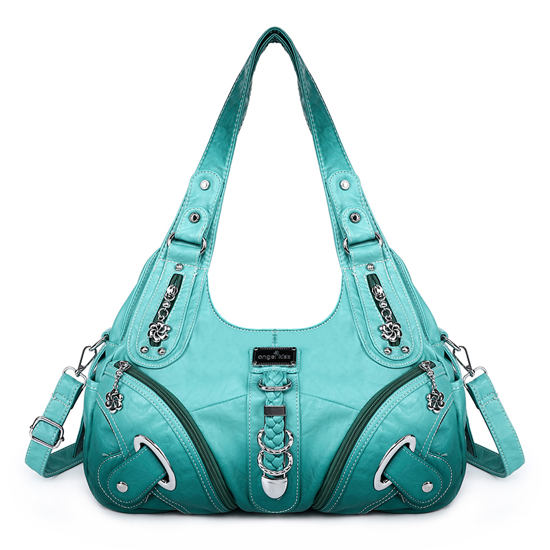 

Engel Kuss AK11282Z Vintage Krawatte Farbstoff Handtasche Frauen PU Leder Schulter Hobo Tasche - Grün