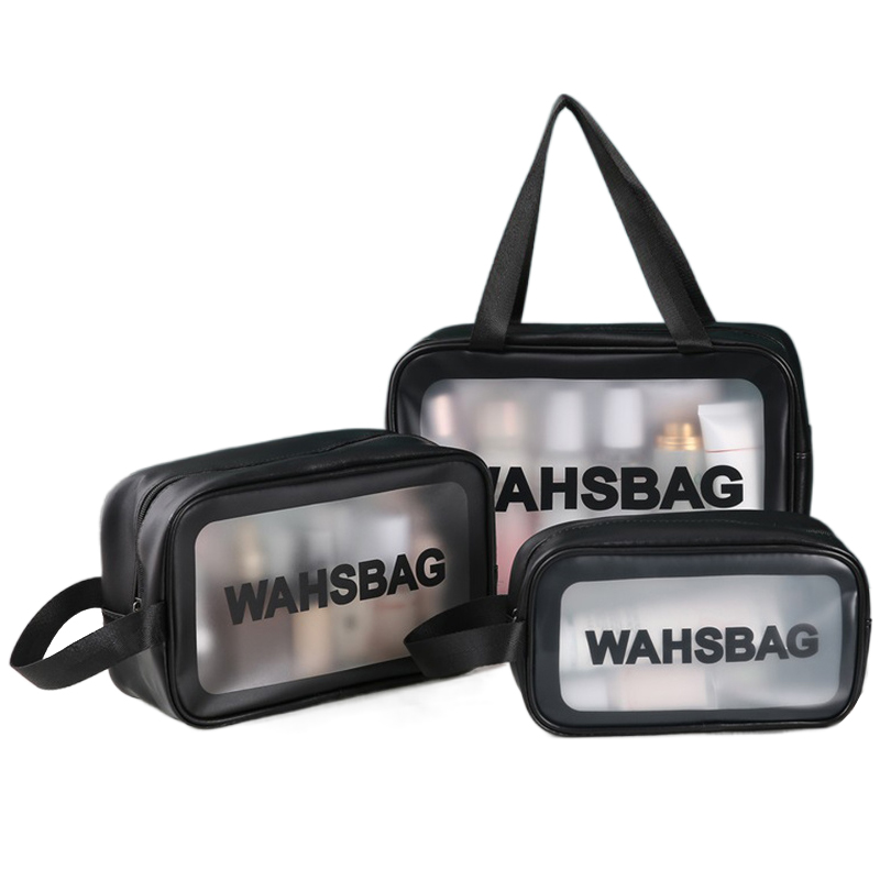 

3pcs / Reise Toil Toilary Organizer Wasgerforte Telucent Make -up -aufbewahrungsbeutel Einstellen - Schwarz