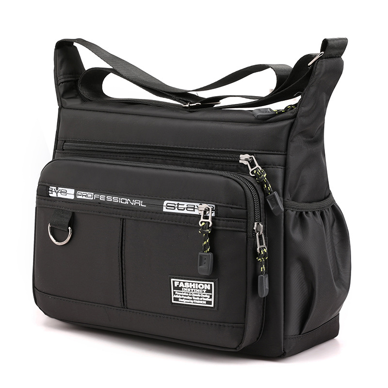 

Herren Messenger Bag Fünf-schicht Wasserfeste Nylon Crossbody Sling Business Computer Laptop Umhängetasche - Schwarz