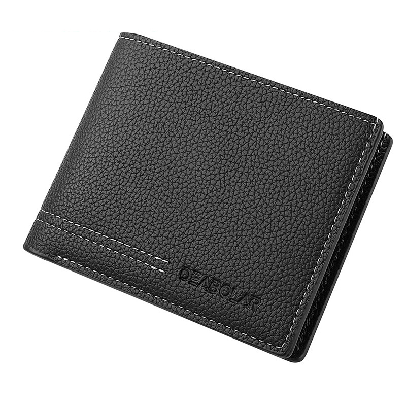 

Deebolare Männer Kurze Brieftasche PU Leder -karten -kartenschlitze Münze Geldbörse - Schwarz