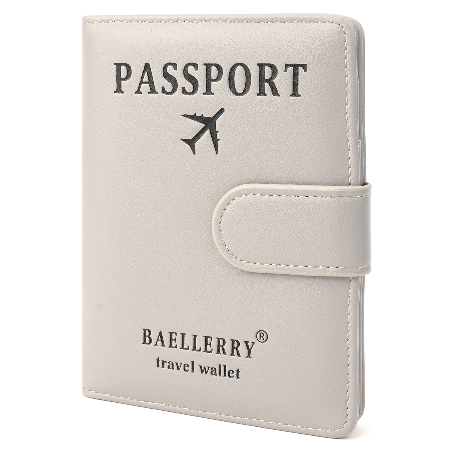 BAELLERRY K2393 Travel Passport Holder Cover RFID Blocking Wallet for Credit Cards Boarding Passes - Grey