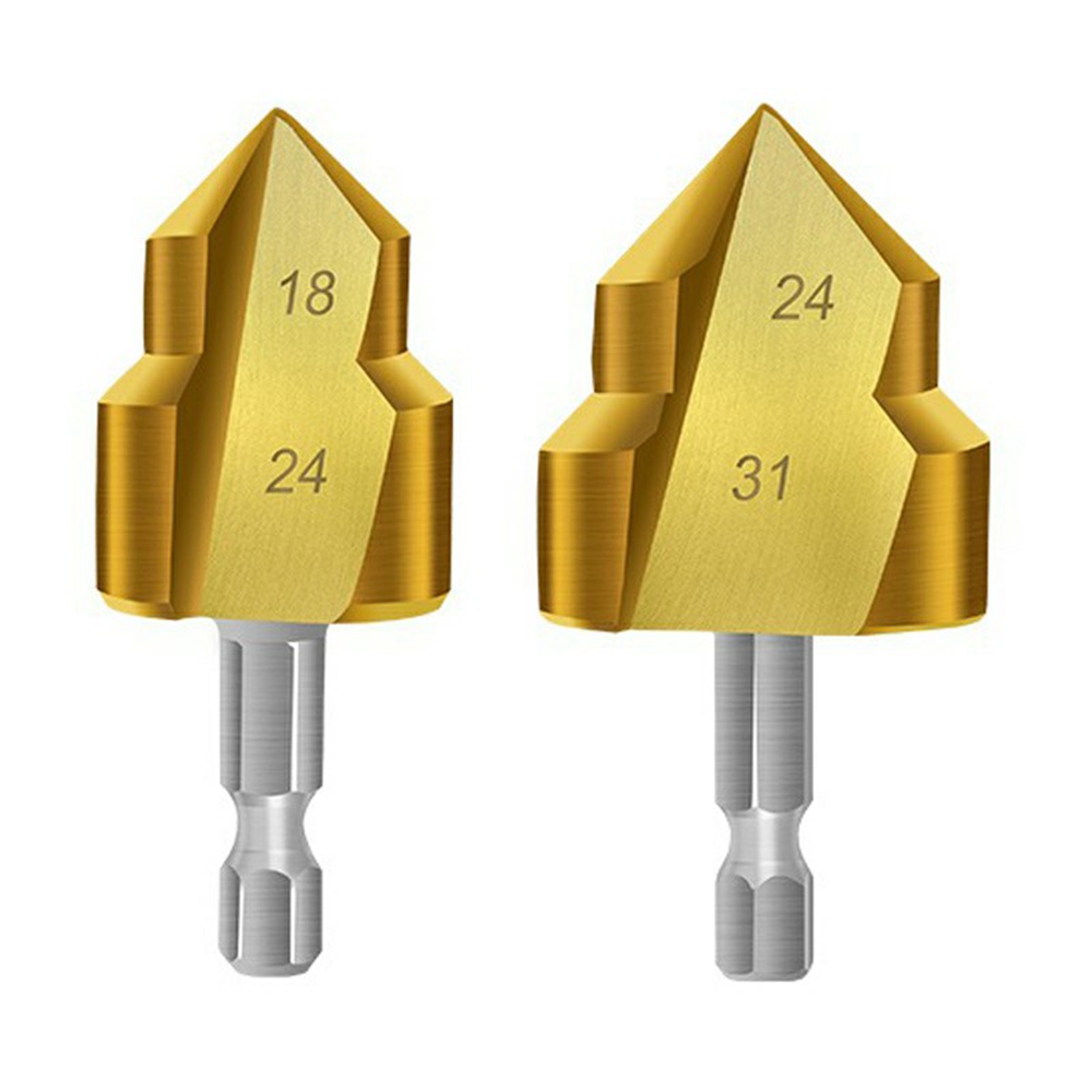 2Pcs / Set 3 Flute 25 + 32mm HSS Hex Shank PPR Pipe Reamer Drill Bit Step Drill Hole Opener for Water Pipe Expansion