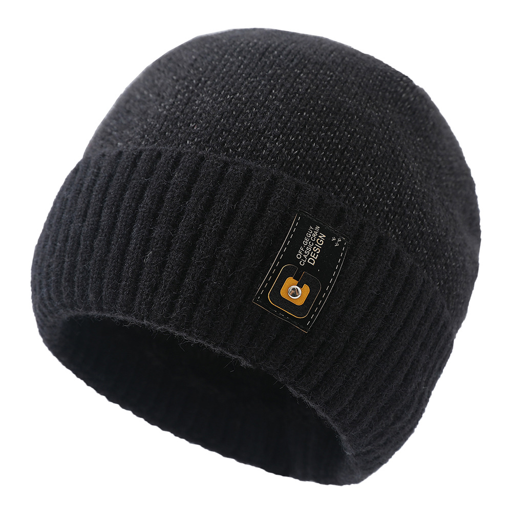 

Winter Warme Hüte Für Männer Frauen Warm Strick Beanie Hutbrief Kennzeichnung Unisex Soft Hut - Schwarz