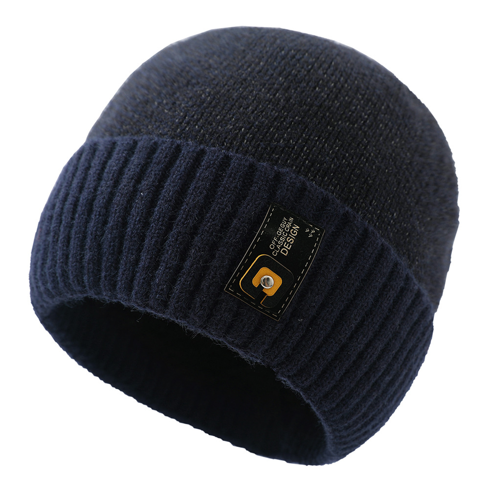 

Winter Warme Hüte Für Männer Frauen Warm Strick Beanie Hutbrief Kennzeichnung Unisex Soft Hut - Navy Blau