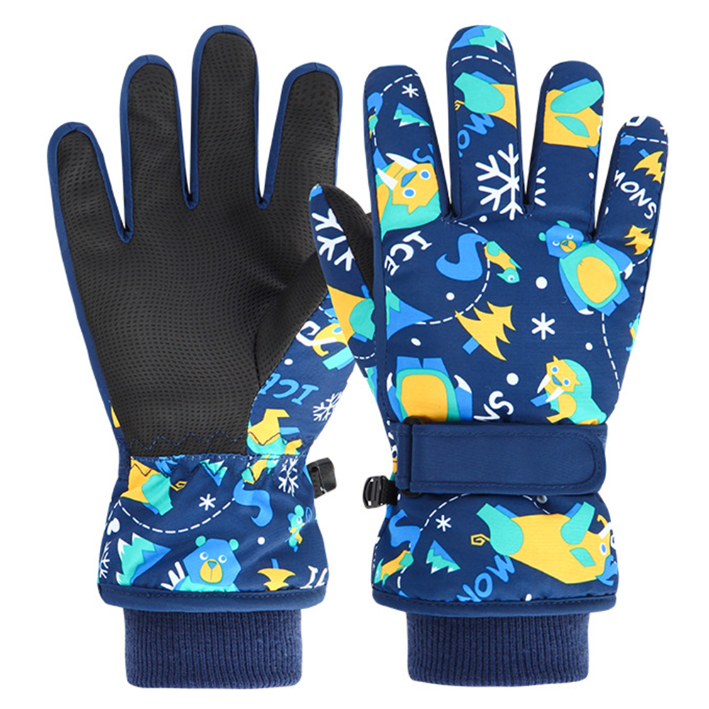 

1 Paar Kinder Ski -snowboardhandschuhe Winter Wasserdicker Warme Volle Fingerhandschuhe - Marineblau L