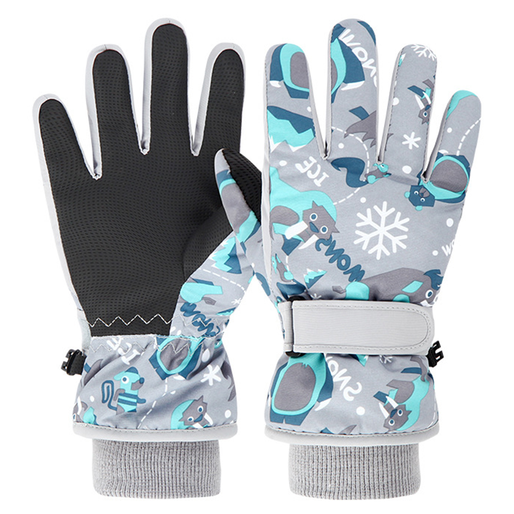 

1 Paar Kinder Ski -snowboardhandschuhe Winter Wasserdicker Warme Volle Fingerhandschuhe - Grau L