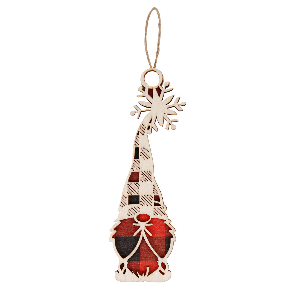 

Weihnachtsbaum -holzhänge -ornament Gnom Gitter Weihnachtsbaum Anhängerdekoration Dekoration - Rotes Netz / Gnom / Stil C