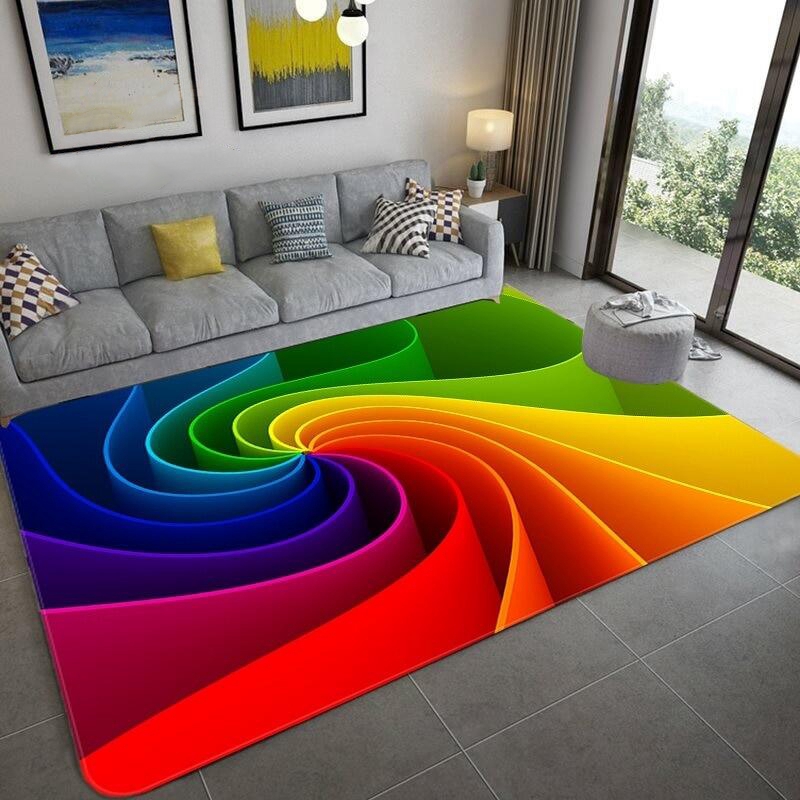 

80cmx120cm Home Decoration Carpets Area Rugs 3D Visual Effect Rainbow Pattern Design Floor Mats Living Room Mat