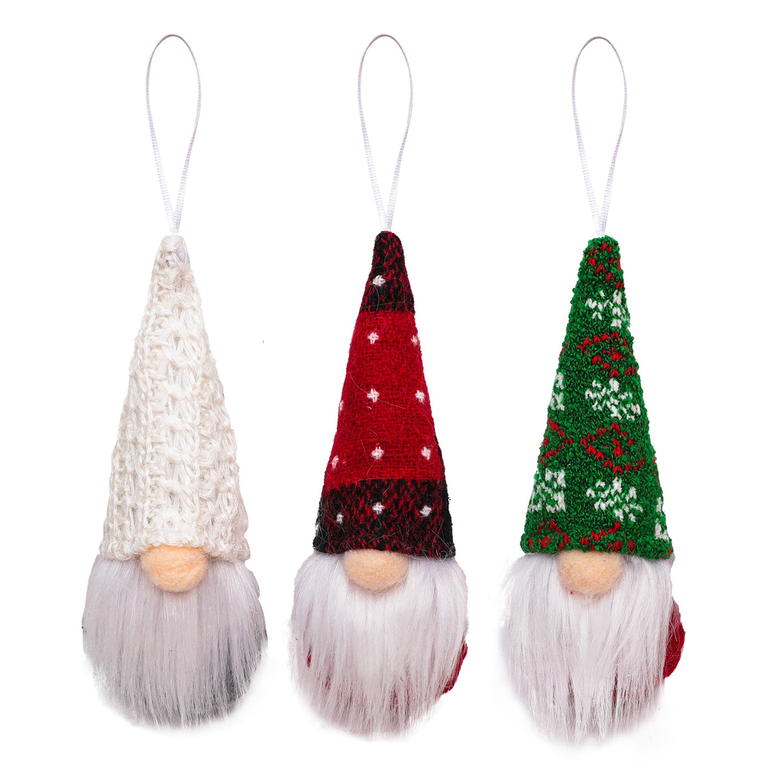 

3Pcs/Set Faceless Santa Plush Dolls Christmas Decoration Knitted Gnomes Claus Christmas Tree Ornaments New Year Gifts - White/Red/Green