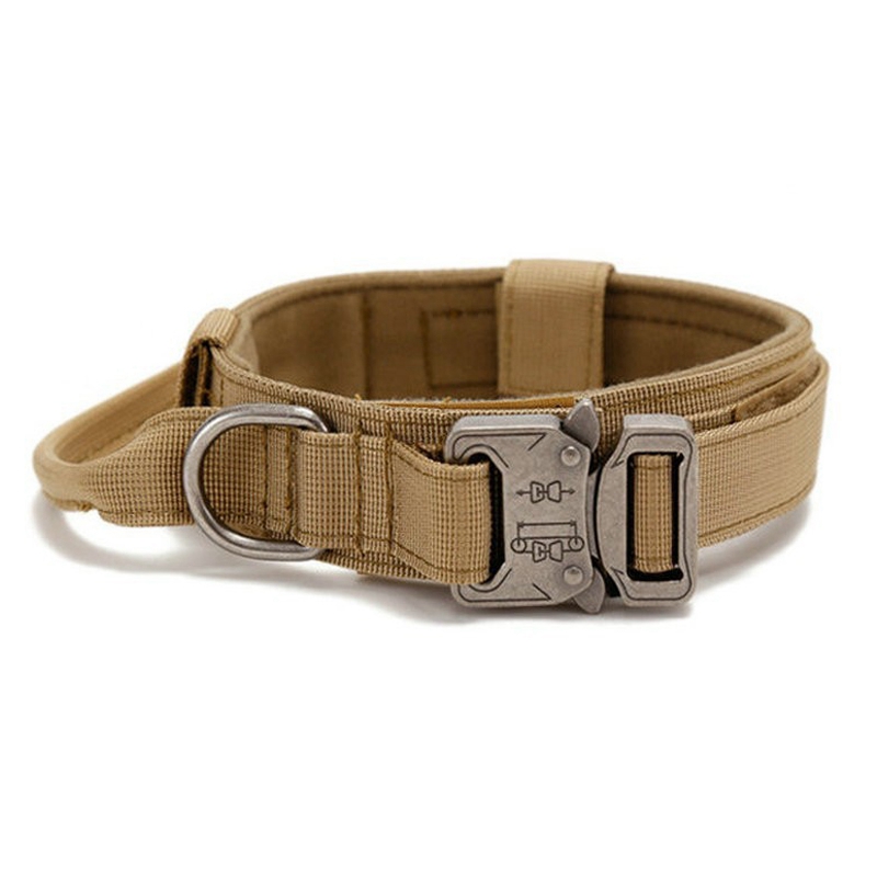 

Taktischer Haustierkragen Nylon Mittelgroße Hunde -leinenkragen Mit Griffriemen - Braun L