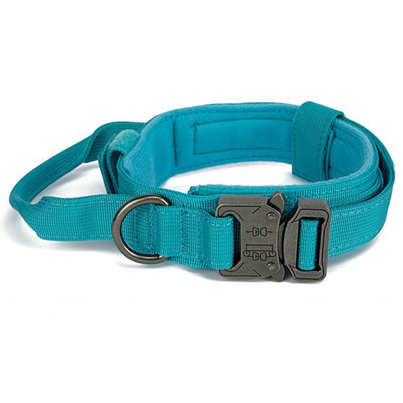 

Taktischer Haustierkragen Nylon Mittelgroße Hunde -leinenkragen Mit Griffriemen - Blau L