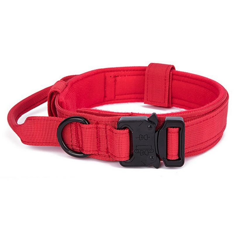 

Taktischer Haustierkragen Nylon Mittelgroße Hunde -leinenkragen Mit Griffriemen - Rot M