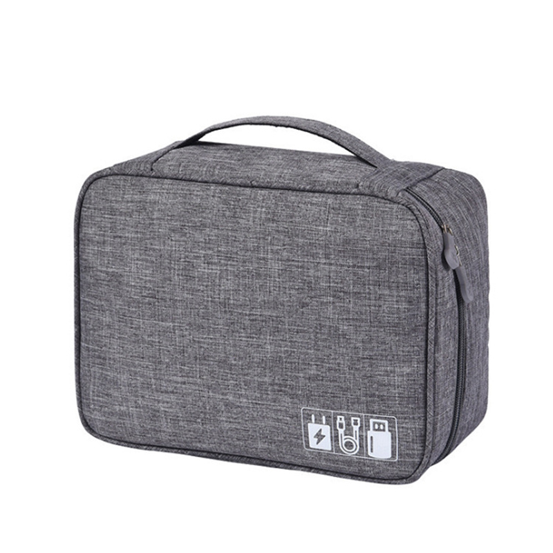 

LPZW1053 Travel Cable Digital Accessories Storage Organizer Bag USB Gadgets Wires Power Charger Battery Zipper Case - Grey