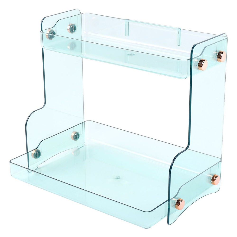 

Kosmetischer Speicherregal Organizer PET+ABS Wandmontage Dual Layer Make -up Parfümanzeige Regal - Grün
