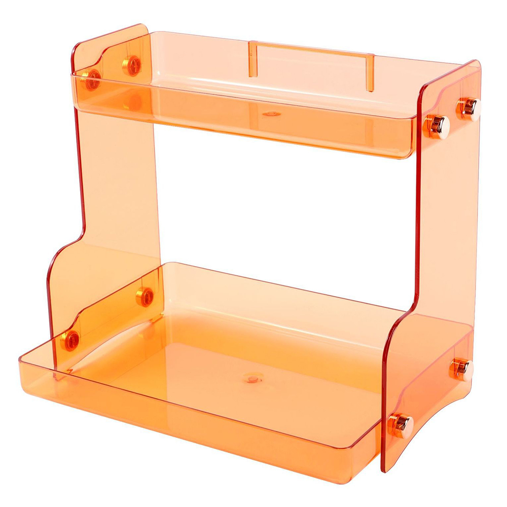 

Kosmetischer Speicherregal Organizer PET+ABS Wandmontage Dual Layer Make -up Parfümanzeige Regal - Orange