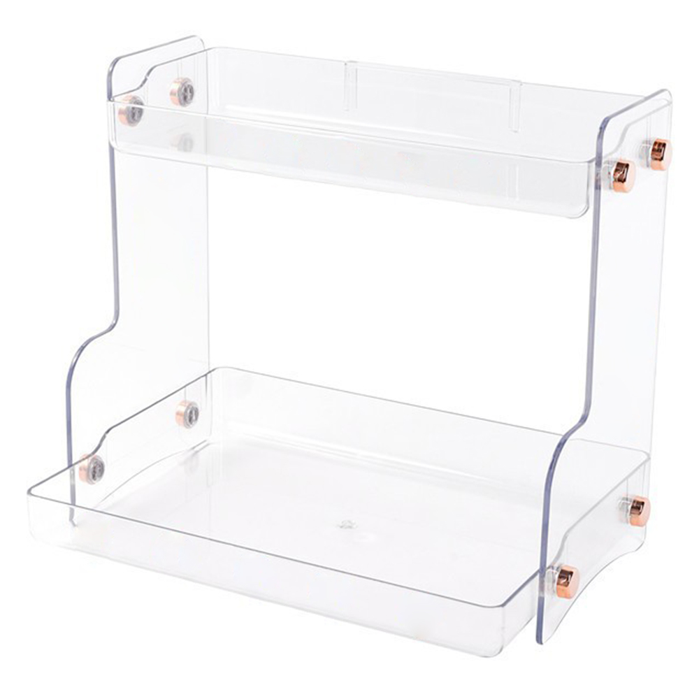 

Kosmetischer Speicherregal Organizer PET+ABS Wandmontage Dual Layer Make -up Parfümanzeige Regal - Transparent
