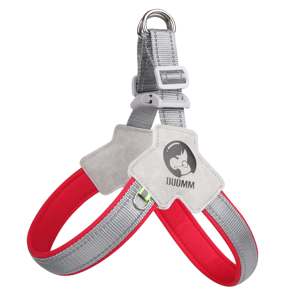 

DUOMM HT-515 Hundegurt Doppelschicht Stoff Haustier Atmungsaktivem Reflektierender Kabelbaum - Rot XL