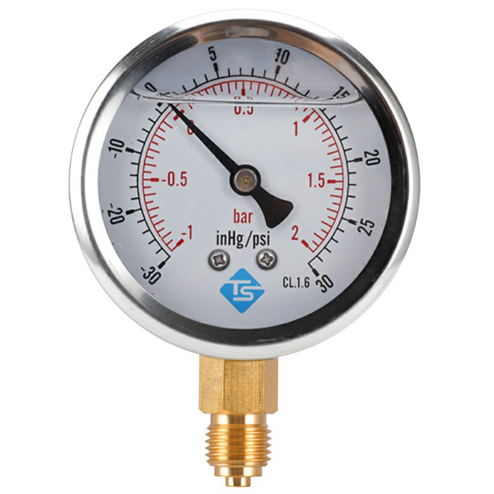 TS-PGGZ604-0bar Hydraulic Water Pressure Gauge Dial Meter High Precision Pressure Measuring Tool